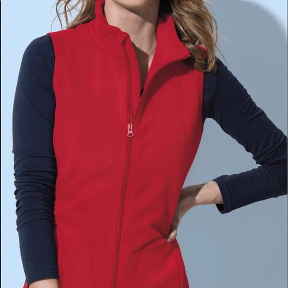 Carolyn Taylor Tops - Carolyn Taylor Red Full-Zip Fleece Vest Size L NWOT